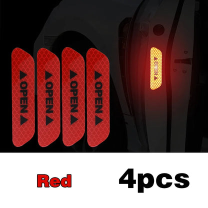 4PCS Stickers Reflectivos Puerta Auto – Cinta Advertencia Seguridad