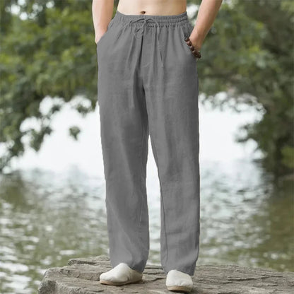 Pantalones Jogger de Playa para Hombre – Streetwear, Algodón y Lino, Casual, Vacaciones Hawaianas, Sueltos, Verano Largo