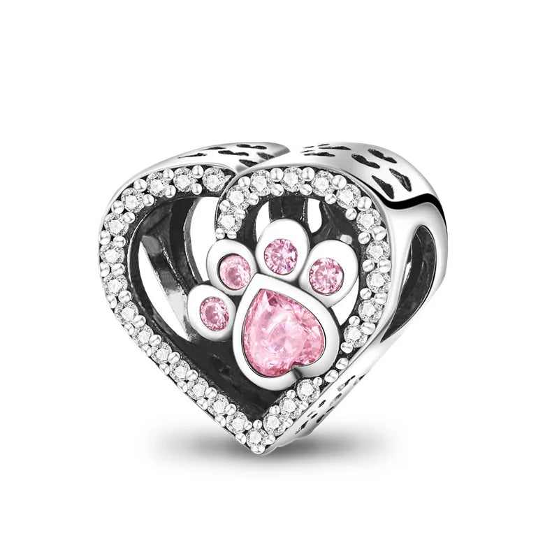 Original 925 Sterling Silver Pink Series Charms Beads Bow Perfume Bottle Heart-Shaped Cross Pendant Fit Bracelet DIY Jewelry