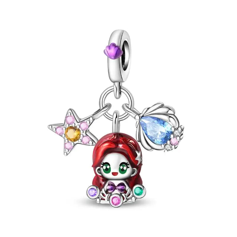 Charm Espejo Mágico Princesa Ángel Rosa en Plata 925 – Beads Compatibles Pandora Mujer Joyería DIY