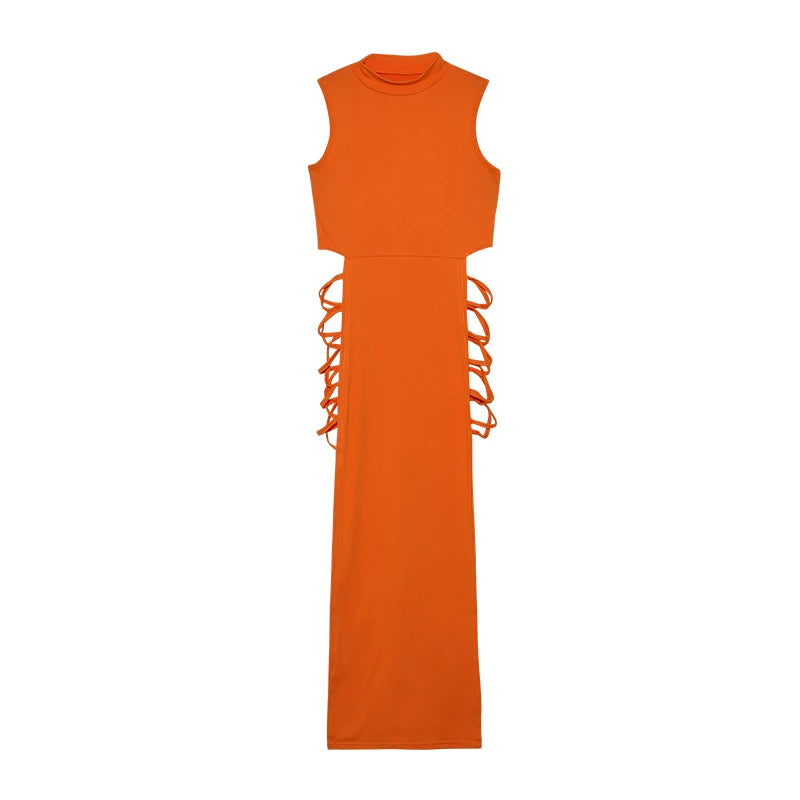 Vestido Bodycon Mujer | Vestido Sexy Sin Mangas con Cut Out y Cuello Alto