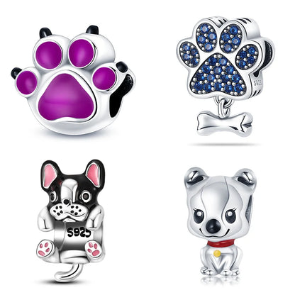 Charm Gato y Perro en Plata 925 – Abalorios 3mm para Pulseras Originales DIY Mujer