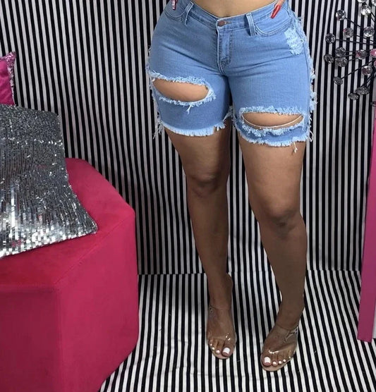 Shorts Vaqueros Rotos Mujer 2025 | Denim Cintura Alta Ajustados Sexy Slim