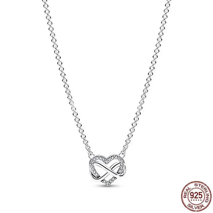 Collar colgante corazón redondo plata 925 – Dije clásico brillante compatible Pandora