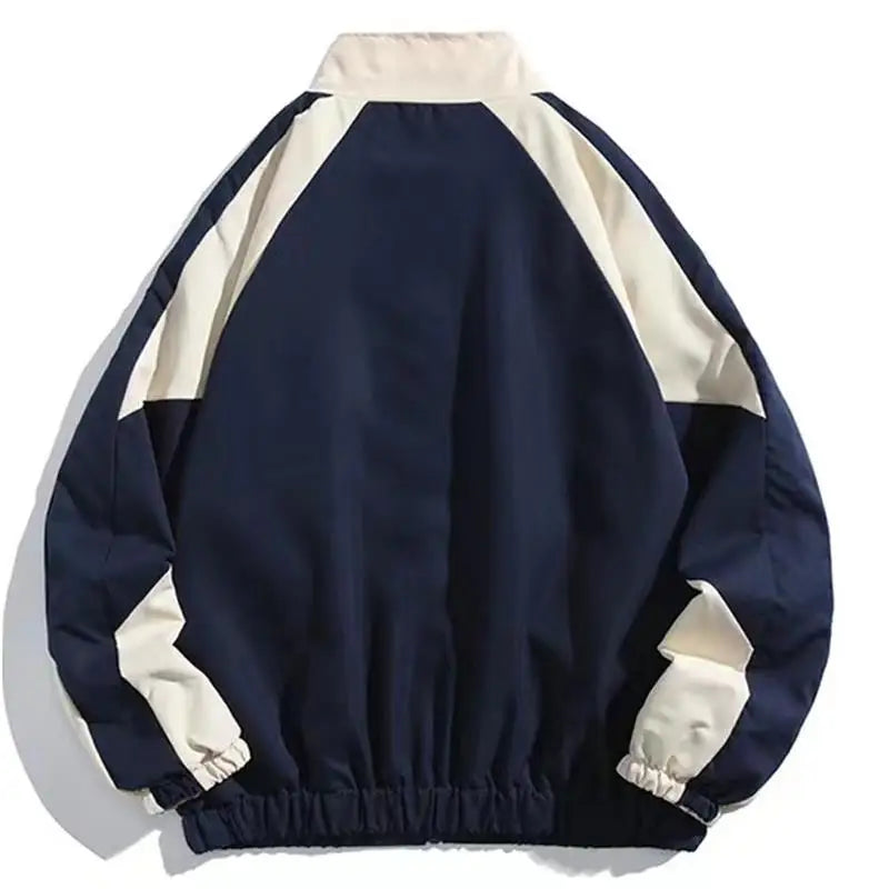 Chaqueta Reflectiva con Rayas para Hombre 2025 – Abrigo Hip Hop Streetwear, Rompevientos Delgado con Cremallera, Estilo Harajuku en Negro y Azul