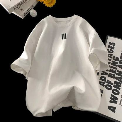 Camiseta Oversize Blanca para Hombre – T-shirt 5XL de Algodón, Casual, Verano, Estampada, Moda Unisex