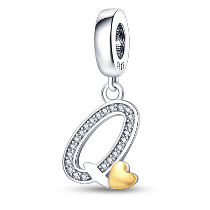 Charm letras alfabeto inglés de plata 925 – Colgante inicial A-Z para pulsera tipo Pandora, joyería DIY personalizada