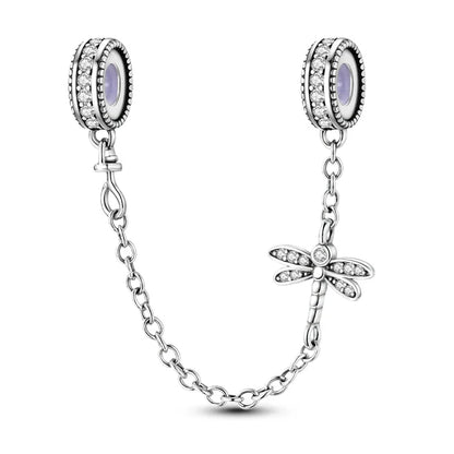 Charm de seguridad en plata 925 – Serie copo de nieve, luna, estrella, corazón y moño para pulseras tipo Pandora