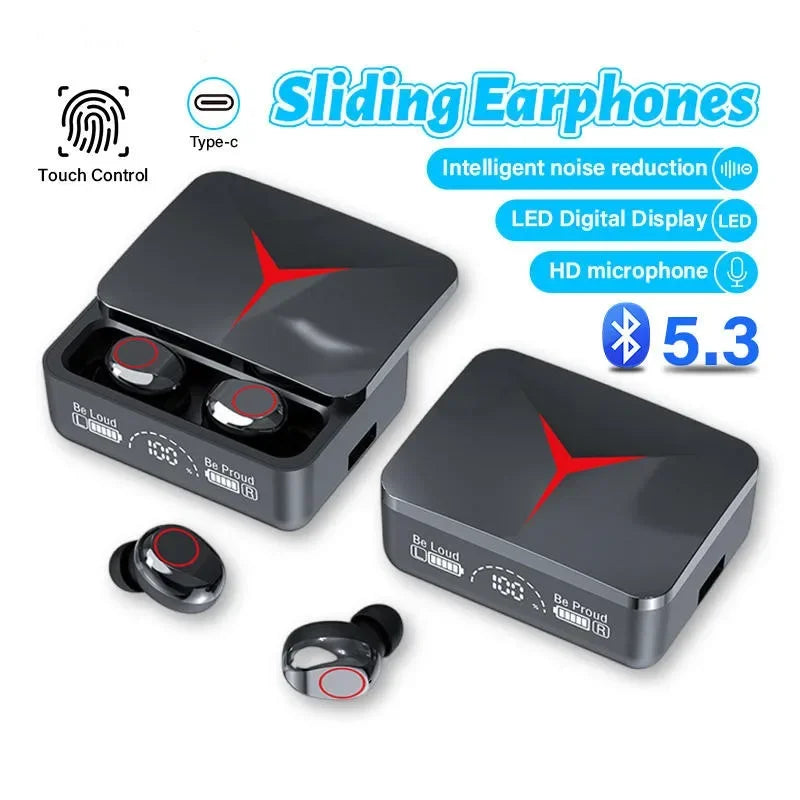 Auriculares inalámbricos TWS M90 – Bluetooth 5.3, gaming y deportivos con micrófono y estuche de carga para iPhone y Xiaomi