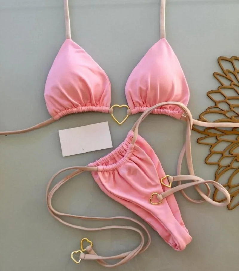 Bikini Sexy Mujer Halter | Set de Baño 2 Piezas Triángulo Tanga Brasileño RUOTONSEPT