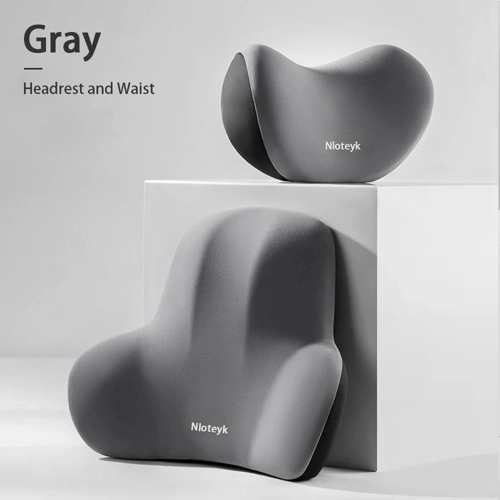 Cojín Ergonómico para Coche con Espuma Viscoelástica | Almohada de Cuello y Soporte Lumbar Transpirable para Asiento
