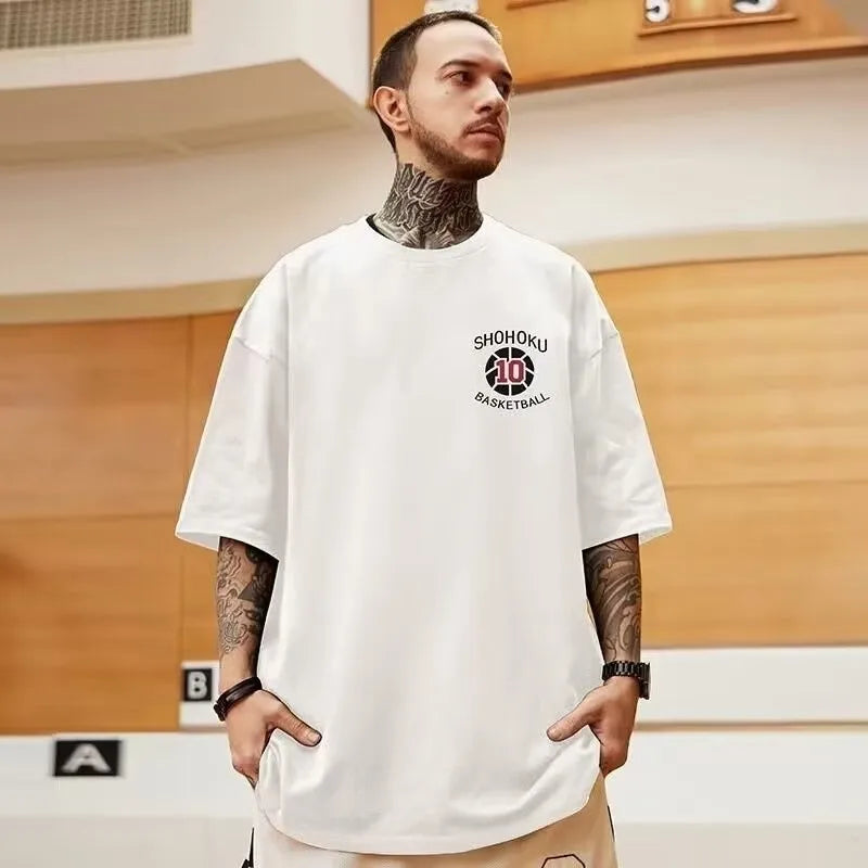 Camiseta Oversize 8XL – T-shirt Americana con Número 10, Manga Corta, Cuello Redondo, Casual, Versátil para Parejas