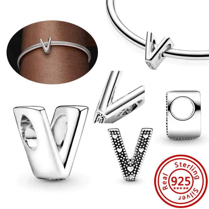 Charm Letras A–Z Plata 925 | Alfabeto Completo | Compatible Pandora Pulseras DIY