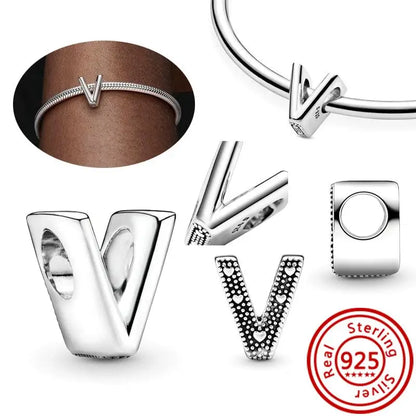 Charm Letras A–Z Plata 925 | Alfabeto Completo | Compatible Pandora Pulseras DIY