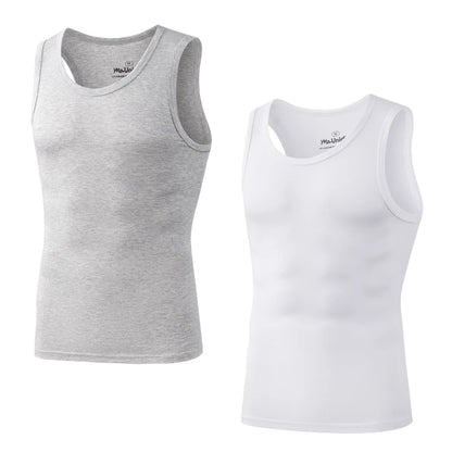 Pack 2 Camisetas de Tirantes para Hombre – Tank Top Gym sin Mangas de Fibra de Bambú, Compresivo y Alta Calidad
