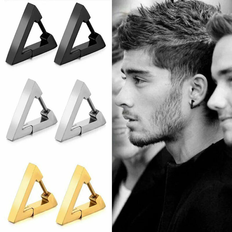 Aretes Punk Triangulares – Acero Inoxidable Hipoalergénico Unisex, Estilo Moderno y Duradero