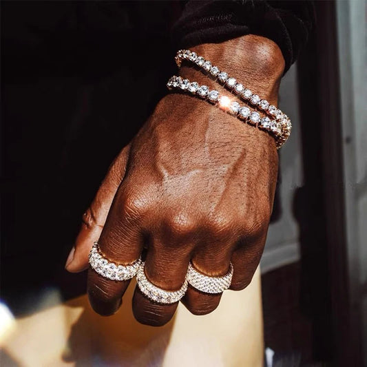 Pulsera Hiphop Tennis para Hombre – Cadena de Cristal Iced Out con Circonia 3/4/5mm