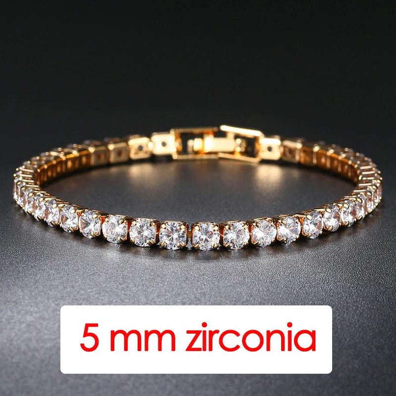 Pulsera tenis mujer plata con circonias AAA+ – Joyería elegante hip hop, cristal brillante para bodas y moda juvenil