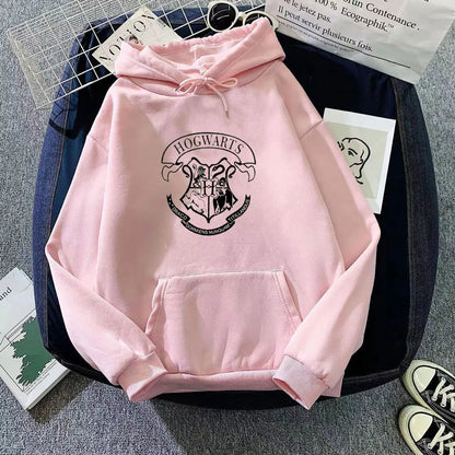 Hoodie Oversize Hogwarts | Sudadera Y2K Estampada Harry Potter Otoño Invierno