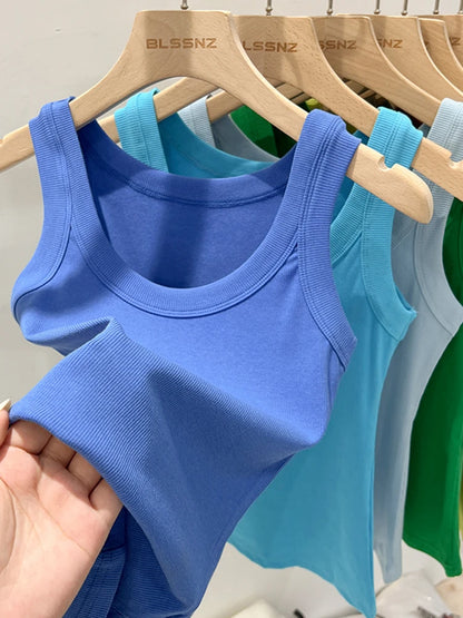 Top Básico de Tirantes para Mujer Verano 2025 | Camiseta de Punto Elástica sin Mangas con Cuello Redondo