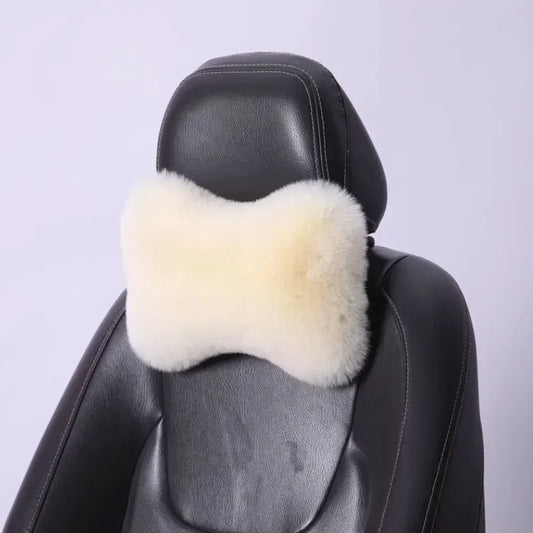 Cojín de Cuello y Lumbar de Felpa para Coche | Almohada Universal de Asiento con Soporte y Calidez Invernal