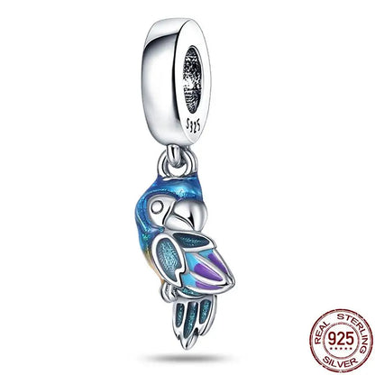 Charm camaleón y luciérnaga en plata 925 – Dije animal brillante, compatible Pandora, pulsera y collar mujer