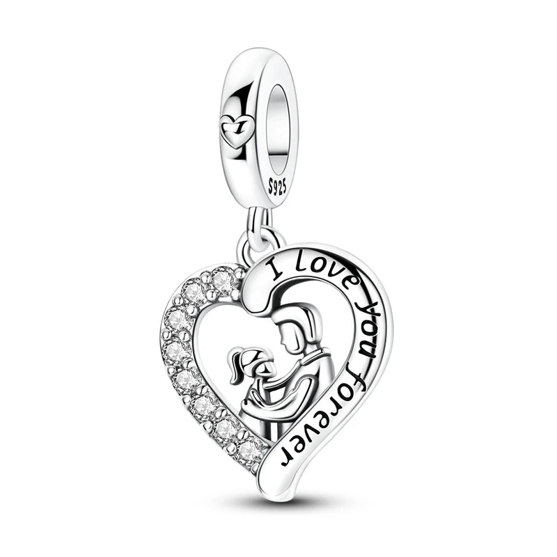 Original 925 Sterling Silver Mother's Love Embrace Charms Beads Pendants Fit S925 Bracelet Necklace Fine DIY Jewelry