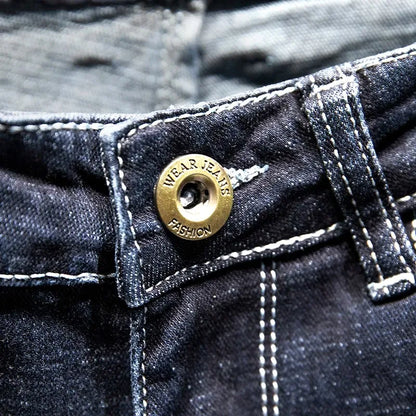 Jeans Hombre High Street | Pantalón Slim Fit Ripped Recto Elástico Streetwear Todo el Año 2025