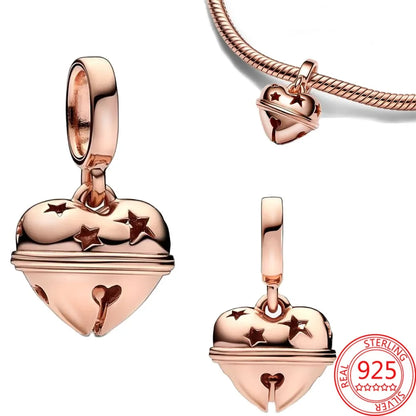 Charm Colgante Pareja Plata 925 y Oro Rosa | Compatible Pandora Original | Pulsera o Collar Mujer