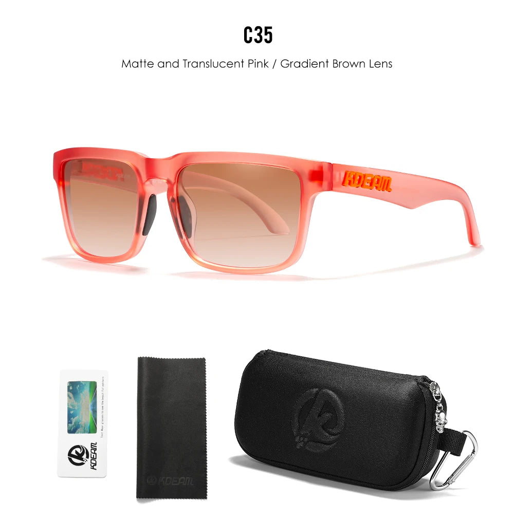 Gafas de Sol Polarizadas KDEAM Unisex | Diseño Cuadrado Casual con Estuche Rígido