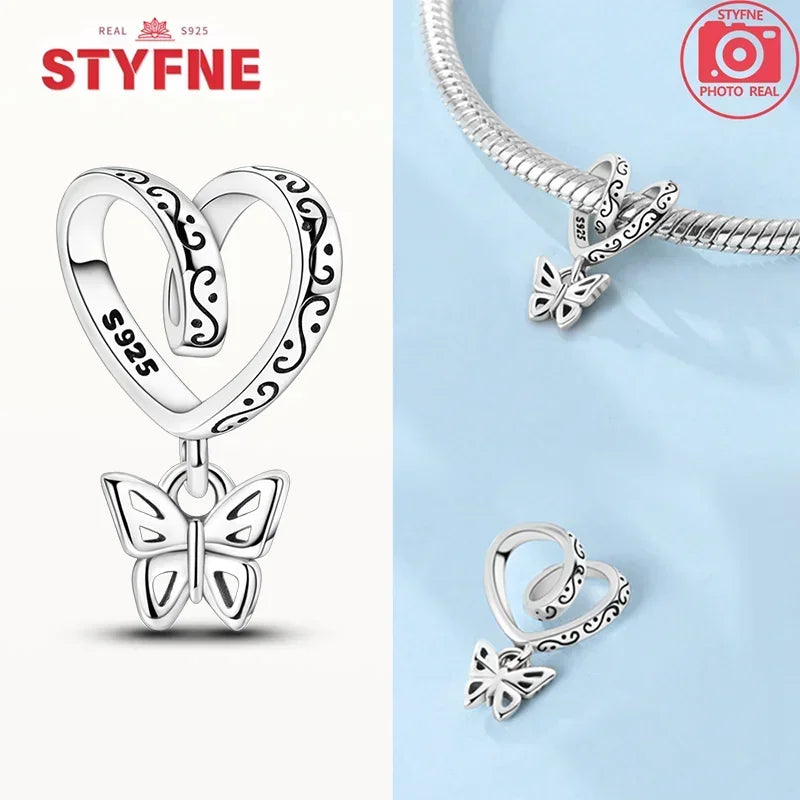 Charm Mariposa Colorida en Plata 925 con Circonitas – Beads Brillantes Compatibles Pandora Mujer Joyería DIY