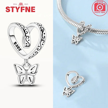 Charm Mariposa Colorida en Plata 925 con Circonitas – Beads Brillantes Compatibles Pandora Mujer Joyería DIY