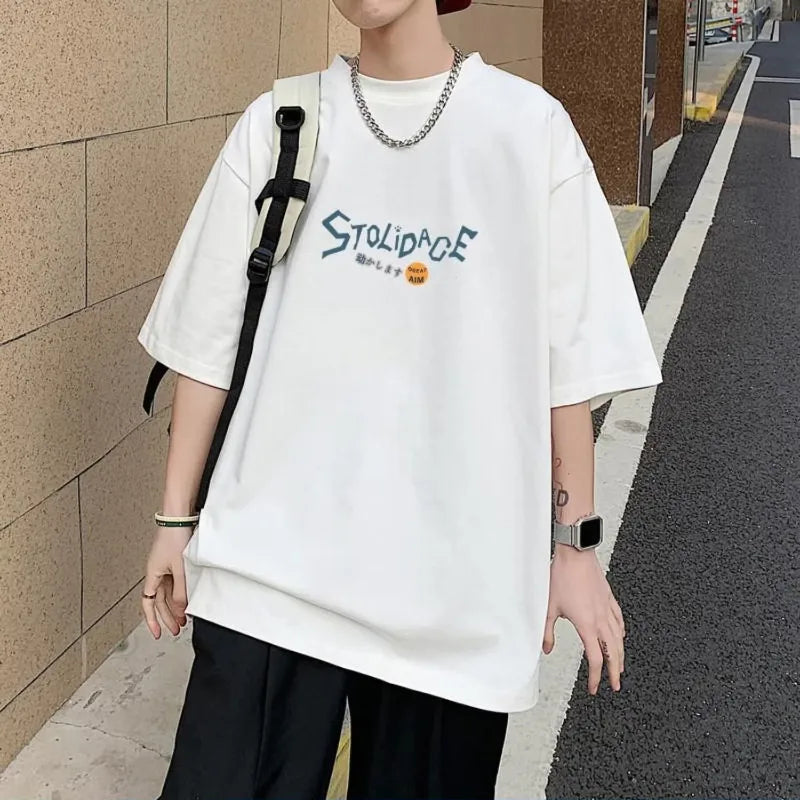 Camiseta Hombre 8XL | Estilo Coreano Oversize | Estampado Conejo Puppet Amor Manga Corta Cuello Redondo