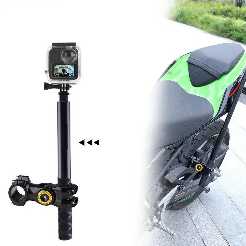 Soporte para motocicleta y bicicleta con palo selfie invisible – Compatible con Insta360 X3/X4, GoPro Hero 12/11/10 y DJI Action