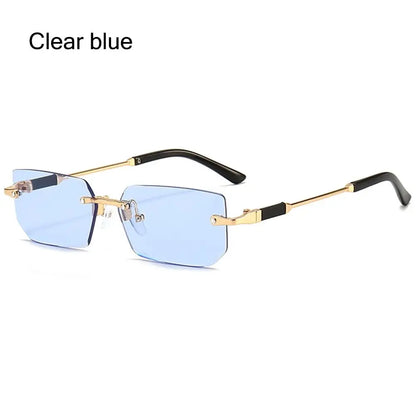 Gafas de Sol Rectangulares Sin Marco Unisex | Retro Moda Verano UV400 Mujer Hombre
