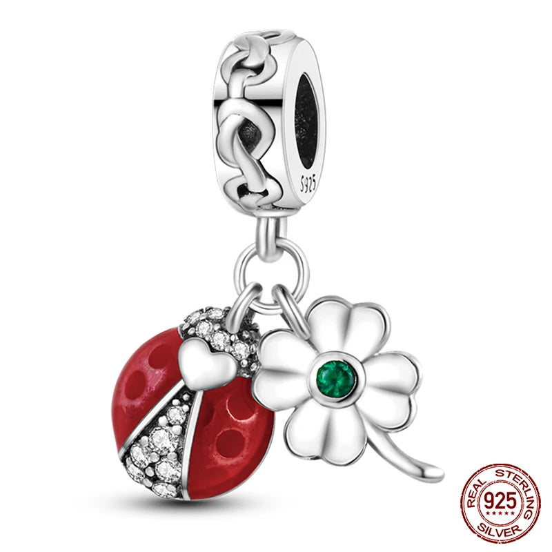 100% 925 Sterling Silver Creative Blue Luminous Firefly Charms Pendants Fit Qikaola 925 Original Bracelets DIY Birthday Jewelry