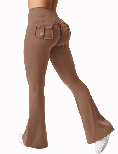 Leggings Yoga Mujer Pierna Ancha | Pantalones Deportivos Compresión con Bolsillos Estilo Naked Feeling