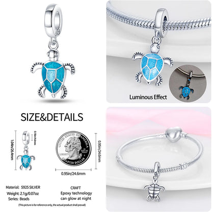 Charm Serie Océano en Plata 925 – Abalorios Tortuga, Cangrejo y Sirena para Pulsera Original Mujer