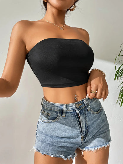 Top Interior Plus Size Mujer | Sujetador Seamless de Seda Fría sin Tirantes con Efecto Push Up