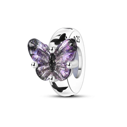 Charm de Plata 925 con Mariposa y Dragón – Abalorio Colorido con Zirconia Arcoíris para Pulseras DIY