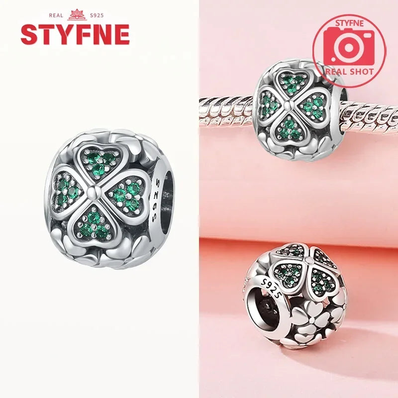 Charm Trébol de Cuatro Hojas en Plata 925 – Abalorios Suerte para Pulseras Originales Mujer