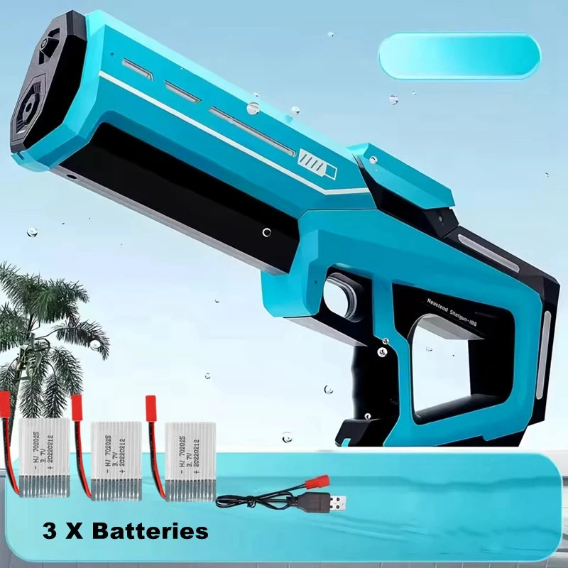 Pistola de Agua Eléctrica Potente – Juguete Automático para Niños y Adultos | Diversión de Verano Playa y Piscina