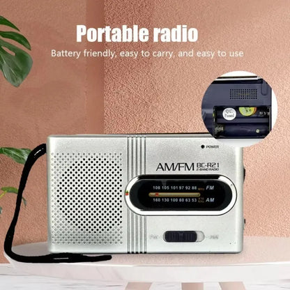 Mini radio portátil AM/FM BC-R21/961/962 – Batería AA, mejor recepción y sonido duradero