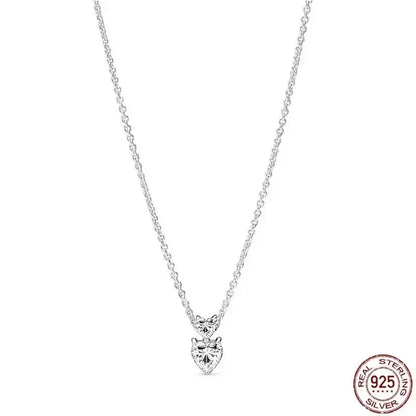 Collar colgante corazón redondo plata 925 – Dije clásico brillante compatible Pandora