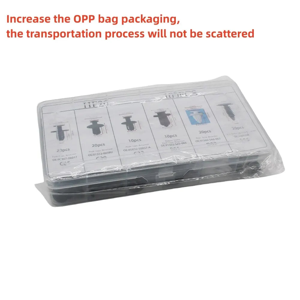 Kit 100 Clips Sujetadores Plásticos para Carro | Remaches Universales Puerta, Parachoques, Guardabarros + Herramienta