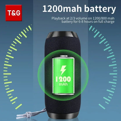 T&G TG117 Altavoz Bluetooth Portátil – Parlante Inalámbrico IPX5, Batería 10H, Manos Libres, FM, USB, TF Card