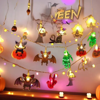 Guirnalda de Luces Halloween 2025 – Calabaza, Fantasma y Momia 🎃 Decoración de Fiesta 1.5m/3m/6m