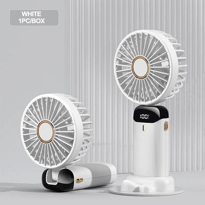 Ventilador portátil XIKCU 3000mAh – Mini USB recargable, plegable, 5 velocidades, LED, de mano, escritorio y cuello