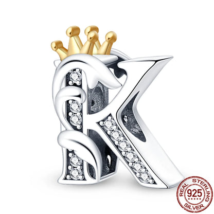Charm letra A-Z en plata 925 – Abalorio inicial alfabeto para pulseras o collares tipo Pandora, joyería personalizada mujer