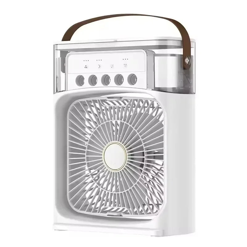 3 en 1 Mini Aire Acondicionado Portátil ❄️ Ventilador + Humidificador + Luz Nocturna | Enfriador de Escritorio USB Recargable